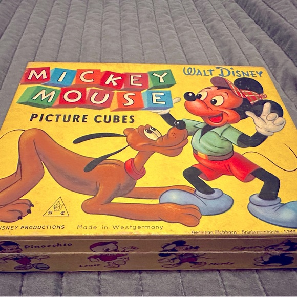 Mickey Mouse Picture Cubes Puzzle Toy Box Vintage